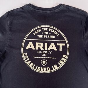 Ariat Mens Black Graphic T-Shirt Medium Desert To The Plains Logo Tee Crew Neck